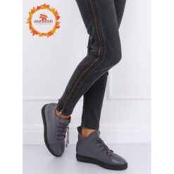 Trampki neoprenowe ocieplane szare XY-35 GREY. Szare koturny damskie FunKee.pl, bez wzorów, z tkaniny, za kostkę, bez zapięcia. Za 82,99 zł.