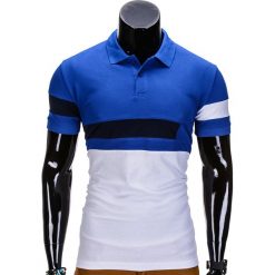 KOSZULKA MĘSKA POLO BEZ NADRUKU S846 - NIEBIESKA. Niebieskie koszulki polo męskie marki Ombre Clothing, s, z nadrukiem. Za 39,00 zł.