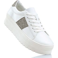 Sneakersy na podeszwie platformie bonprix biało-srebrny. Białe buty sportowe damskie bonprix, bez wzorów, eleganckie. Za 89,99 zł.