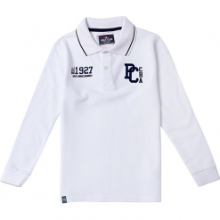 Koszulka polo w kolorze białym. Białe t-shirty chłopięce marki Polo Club Women & Kids, z haftami, z bawełny. W wyprzedaży za 173,95 zł.