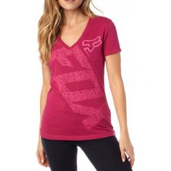 T-shirty damskie: FOX T-Shirt Damski Angled V Neck Ss Tee S Burgund