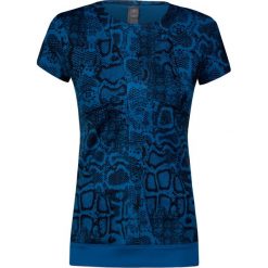 T-shirt ADIDAS BY STELLA McCARTNEY PRIMEBLUE TRAINING. Niebieskie topy damskie z nadrukiem, ze skóry, z okrągłym kołnierzem. Za 380,00 zł.