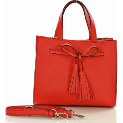 Kuferki damskie: Torebka skórzana italian bag KLAUDIA czerwona