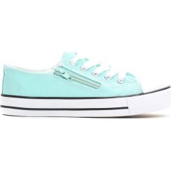 Miętowe Trampki Made Off. Zielone buty sportowe chłopięce marki Born2be, z materiału, z okrągłym noskiem, na zamek. Za 29,99 zł.