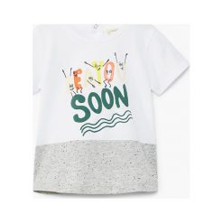 Mango Kids - T-shirt dziecięcy Seayou 80-104 cm. Szare t-shirty męskie marki Mango Kids, z nadrukiem, z bawełny. W wyprzedaży za 19,90 zł.