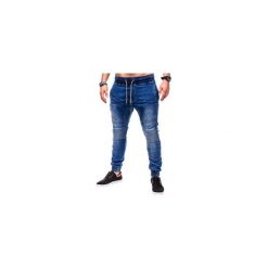 Joggery męskie: SPODNIE MĘSKIE JEANSOWE JOGGERY P409 – NIEBIESKIE