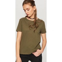 Koszulka z bawełny organicznej - Khaki. Brązowe t-shirty damskie Reserved, l, z bawełny. Za 24,99 zł.