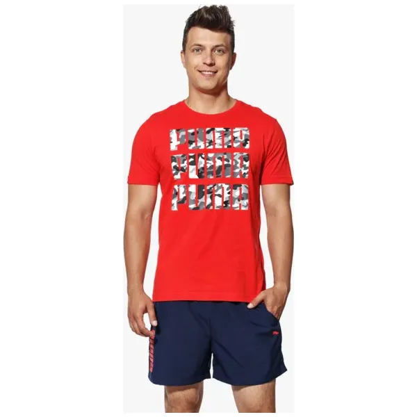 Puma Koszulka Ss 3X3 Tee , czerwony, rozmiar XL. Czerwone koszulki męskie Puma, xl, z napisami, z bawełny, klasyczne, z klasycznym kołnierzykiem, bez rękawów. W wyprzedaży za 79,99 zł.