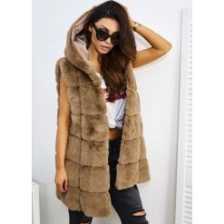 Długa Kamizelka La Furs Kaptur Premium Kolor Brąz S/M. Kamizelki damskie LIGARI, s, w paski, z bawełny, długie, bez kaptura. Za 209,00 zł.