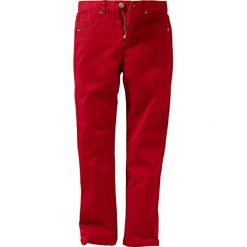 Spodnie twillowe Slim Fit bonprix ciemnoczerwony. Czerwone spodnie chłopięce marki bonprix. Za 32,99 zł.