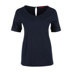 S.Oliver T-Shirt Damski 40 Ciemnoniebieski. Czarne koszulki damskie marki S.Oliver, s, bez wzorów, z okrągłym kołnierzem, z krótkim rękawem. W wyprzedaży za 81,00 zł.