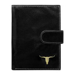 Portfel męski skórzany Buffalo Wild RM-03L-BAW 2. Czarne portfele męskie BUFFALO WILD, bez wzorów, ze skóry. Za 49,90 zł.