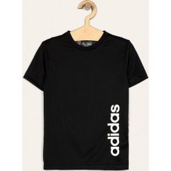Adidas - T-shirt 128-176 cm. Czarne t-shirty chłopięce Adidas, z nadrukiem, z poliesteru, bez rękawów. Za 69,90 zł.