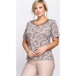 Khaki T-shirt Mould. Brązowe t-shirty damskie marki Born2be, m. Za 19,99 zł.