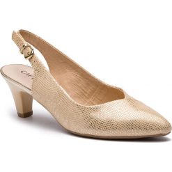 Sandały CAPRICE - 9-29699-22 Lt Gold Foil 965. Żółte klapki damskie Caprice, bez wzorów, ze skóry, bez obcasa, na obcasie. Za 239,90 zł.