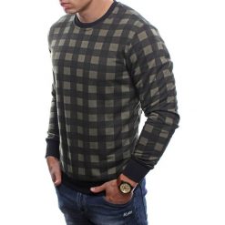 Bluza męska kratka slim zielona Recea. Zielone bluzy męskie Recea, xl, w kratkę, z bawełny, z kapturem, bez rękawów, bez kaptura. W wyprzedaży za 49,99 zł.