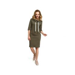 M391 Sukienka khaki. Brązowe sukienki damskie Moe, na co dzień, s, bez wzorów, z bawełny, z wykładanym kołnierzem, bez rękawów, dopasowane. Za 149,00 zł.