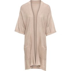 Kardigan bonprix beżowy. Brązowe swetry damskie bonprix, bez wzorów. Za 54,99 zł.