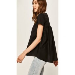 Answear - T-shirt. Czarne bluzki damskie ANSWEAR, s, bez wzorów, z bawełny, z okrągłym kołnierzem. Za 89,90 zł.