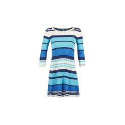 Sukienki krótkie Benetton FLEMINE. Niebieskie sukienki damskie Benetton, l, bez wzorów, bez kołnierzyka, z krótkim rękawem, krótkie, mini. Za 175,20 zł.