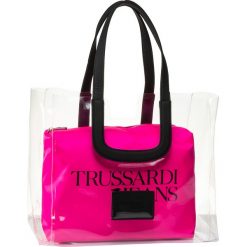 Torebka TRUSSARDI JEANS - Azzurra Shopper N/S 75B00938 P202. Różowe torby damskie na zakupy Trussardi Jeans, bez wzorów, z jeansu, klasyczne, bez dodatków. W wyprzedaży za 299,00 zł.