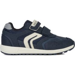 Geox - Buty dziecięce. Niebieskie trampki chłopięce Geox, bez wzorów, ze skóry, sportowe, bez zapięcia. W wyprzedaży za 219,90 zł.