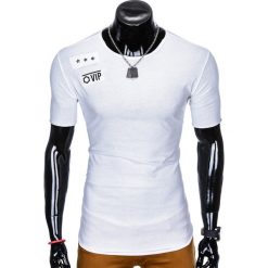 T-shirty męskie: T-SHIRT MĘSKI Z NADRUKIEM S957 - BIAŁY