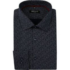 Ciemna Granatowa Koszula Wizytowa, Długi Rękaw -BELLO- Taliowana, Elegancka, Wzór Paisley KSDWBELLOBS055. Niebieskie koszule męskie Bello, paisley, z bawełny, eleganckie. Za 139,00 zł.