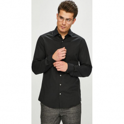 Calvin Klein - Koszula. Czarne koszule męskie marki Calvin Klein, z elastanu, klasyczne, z klasycznym kołnierzykiem, z długim rękawem. Za 299,90 zł.