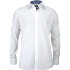 Elegancka Koszula Męska, Ozdobiony Kołnierzyk,100% BAWEŁNA, SLIM-FIT, Biała KSDWCHIAOM2032C. Białe koszule męskie Chiao, m, bez wzorów, z bawełny, eleganckie, bez kołnierzyka, z długim rękawem. W wyprzedaży za 49,00 zł.