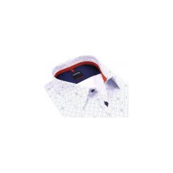 Biała koszula męska w granatowe kwadraty K46. Białe koszule męskie Kastor - Koszule męskie, m, bez wzorów, z bawełny, eleganckie, z klasycznym kołnierzykiem, z długim rękawem. Za 132,00 zł.
