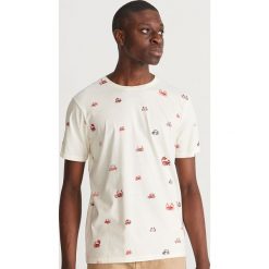 T-shirt printem - Kremowy. Białe t-shirty męskie marki Reserved, s, bez wzorów, bez kołnierzyka. Za 39,99 zł.