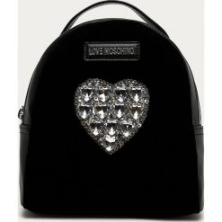 Love Moschino - Plecak. Czarne plecaki damskie Love Moschino, z aplikacjami, ze skóry. Za 779,90 zł.