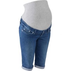 Bermudy dżinsowe ciążowe bonprix niebieski "stone". Niebieskie jeansy damskie bonprix, moda ciążowa. Za 99,99 zł.