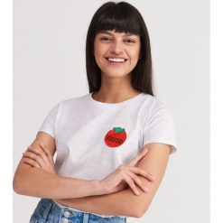 T-shirt z bawełny organicznej - Jasny szar. Szare t-shirty damskie Reserved, s, bez wzorów, z bawełny, bez kołnierzyka. Za 24,99 zł.