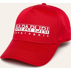 Napapijri - Czapka. Czerwone czapki męskie Napapijri, bez wzorów, z bawełny. Za 169,90 zł.