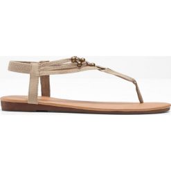 Sandały bonprix jasnooliwkowy. Zielone sandały damskie bonprix, w paski, bez obcasa, z paskami. Za 24,99 zł.