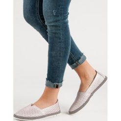 SKÓRZANE TRAMPKI SLIP ON VINCEZA. Szare baleriny damskie Vinceza, bez wzorów, bez zapięcia. Za 129,90 zł.
