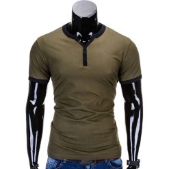 T-SHIRT MĘSKI BEZ NADRUKU S651 - OLIWKOWY. Zielone t-shirty męskie z nadrukiem marki Ombre Clothing, m. Za 29,00 zł.