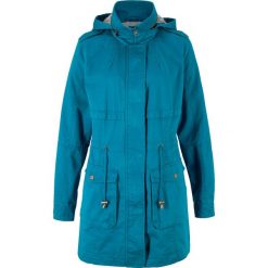 Parka bawełniana na podszewce z dżerseju bonprix morski turkusowy. Niebieskie parki damskie bonprix, bez wzorów, z bawełny, bez kaptura. Za 189,99 zł.