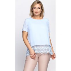 Niebieska Bluzka Lace Ruffle. Niebieskie bluzki damskie Multu, xl, bez wzorów, bez kołnierzyka, bez rękawów. Za 29,99 zł.