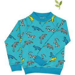 Bluza w kolorze turkusowo-żółto-szarym. Szare bluzy niemowlęce Småfolk, bez wzorów, z bawełny, bez rękawów, bez kaptura. W wyprzedaży za 102,95 zł.