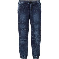Dżinsy ocieplane z gumką w talii Slim Fit Straight bonprix ciemny denim. Niebieskie jeansy męskie bonprix, m, bez wzorów. Za 119,99 zł.