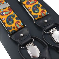 Żółte szelki na guziki i żabki - paisley G38. Żółte szelki męskie . Za 99,00 zł.