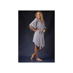 SZLAFROK KIMONO błękitny w pasy z flamingami. Niebieskie szlafroki damskie Intime, m, bez wzorów, z wiskozy, bez rękawów, bez kaptura. Za 249,00 zł.