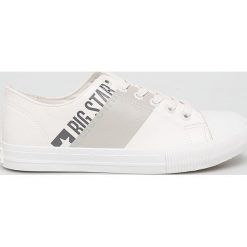 Big Star - Tenisówki. Białe trampki i tenisówki damskie BIG STAR, bez wzorów, z gumy, na sznurówki. W wyprzedaży za 59,90 zł.