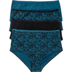 Figi panty "maxi" (4 pary), bawełna organiczna bonprix czarno-niebieskozielony z nadrukiem. Czarne panty damskie bonprix, z nadrukiem. Za 55,96 zł.