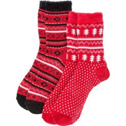 Skarpety relaksacyjne ocieplane (2 pary) bonprix czerwony wzorzysty. Czerwone skarpetki damskie bonprix. Za 34,99 zł.