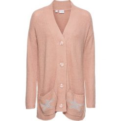 Kardigany damskie: Sweter rozpinany bonprix stary jasnoróżowy melanż