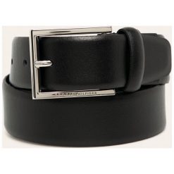 Tommy Hilfiger - Pasek skórzany. Czarne paski męskie TOMMY HILFIGER, w paski, ze skóry. Za 259,90 zł.